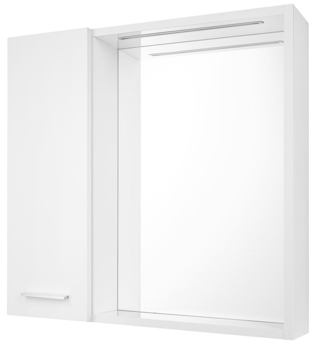 Omarica z ogledalom in LED-osvetlitvijo AQUALINE ZOJA/KERAMIA FRESH STRIP, 60 × 60 × 14 cm, leva, bela – izdelek 45021S
