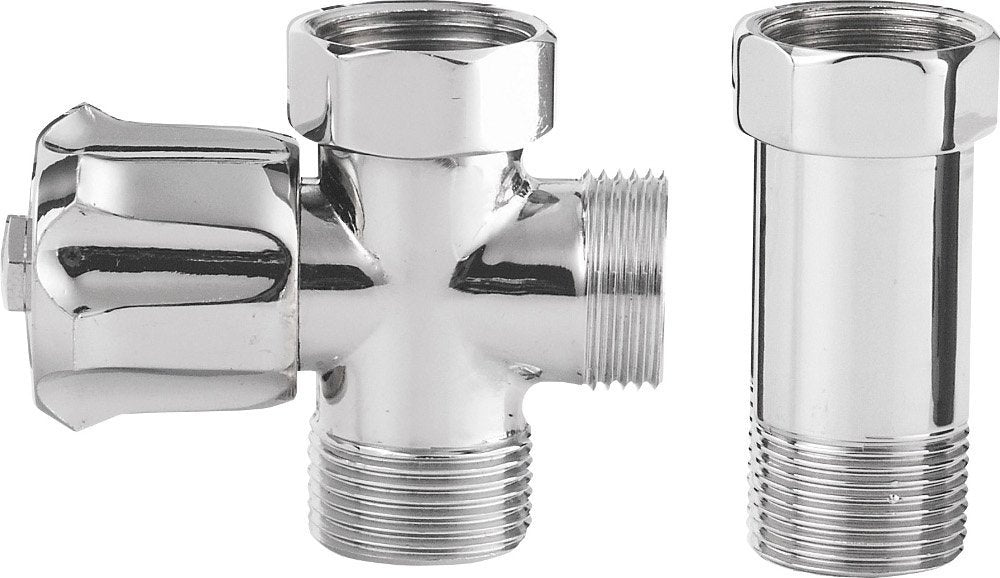 Ventil za pralni stroj AQUALINE s protipovratnim ventilom, pred stensko armaturo, 3/4" × 3/4", kromiran – izdelek 5315