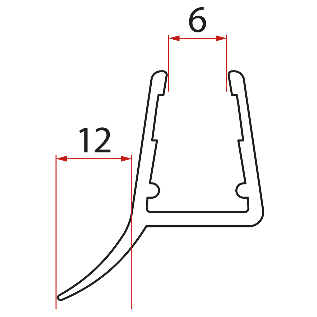 Spodnje tesnilo za vrata tuš kabine AQUALINE, steklo 6 mm, 1000 mm – izdelek NDPT-02