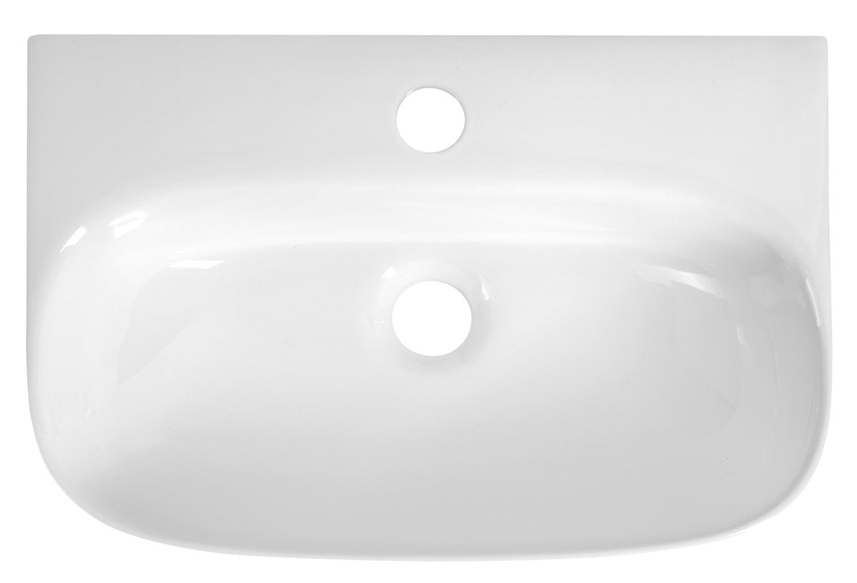 Keramični umivalnik AQUALINE FLANNY, 46 × 31 cm, bel – izdelek NP396 – dodatni pogled 2