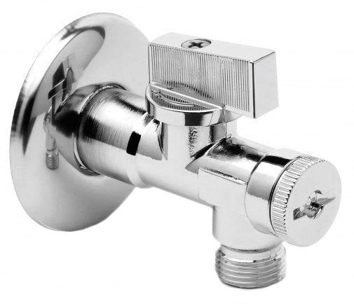 Kotni ventil ARCO A-80 1/2" × 1/2" s filtrom za vodo, z zaščito pred vodnim kamnom, kromiran – izdelek 02400MAC