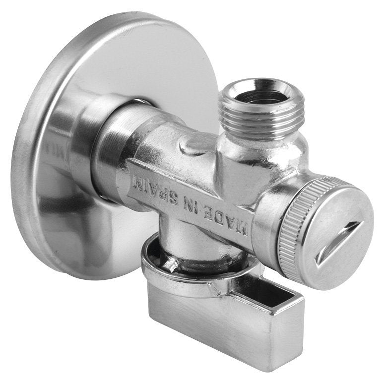 Kotni ventil ARCO A-80 1/2" × 3/8" s filtrom za vodo, z zaščito pred vodnim kamnom, kromiran – izdelek 02402MAC