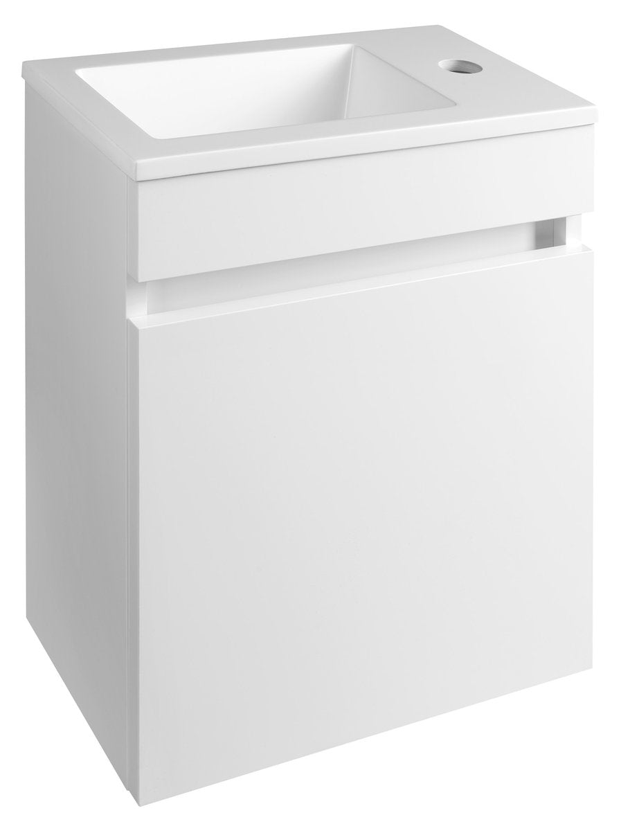 Omarica z umivalnikom BRUCKNER TORIN, širina 40 cm, globina 22 cm, bela – izdelek 500.118.0. Fotografija velja za celotno serijo; mere izbranega artikla so navedene v opisu.