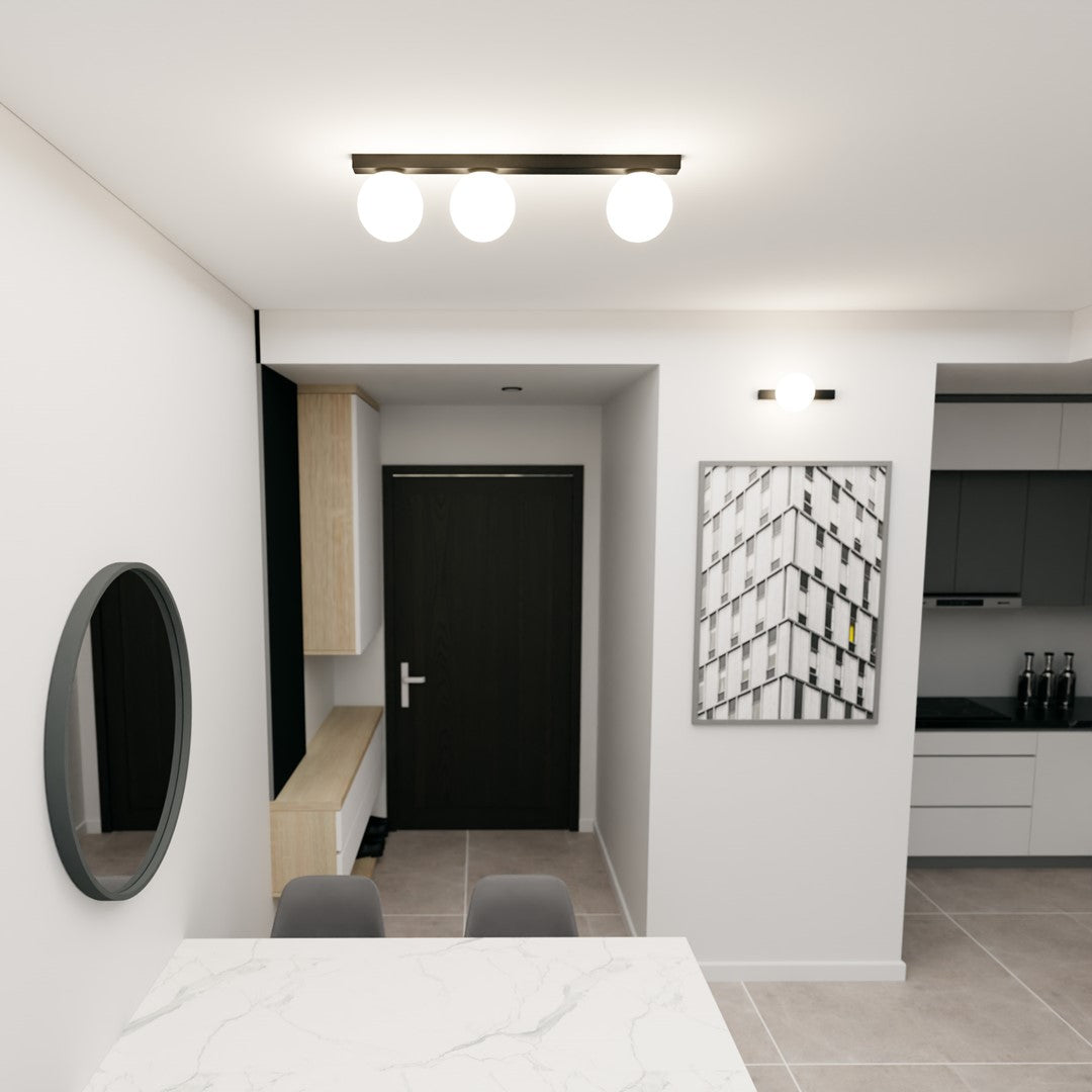 Stropna svetilka EMIBIG FIT 3, črna / opalna – fotografija 5