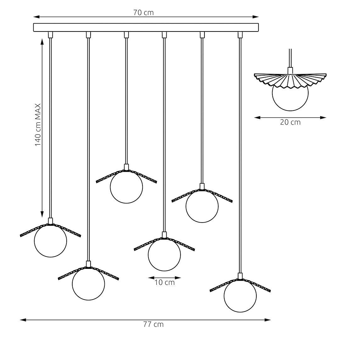 Viseča svetilka EMIBIG FLORA 6, črna / opalna – fotografija 7