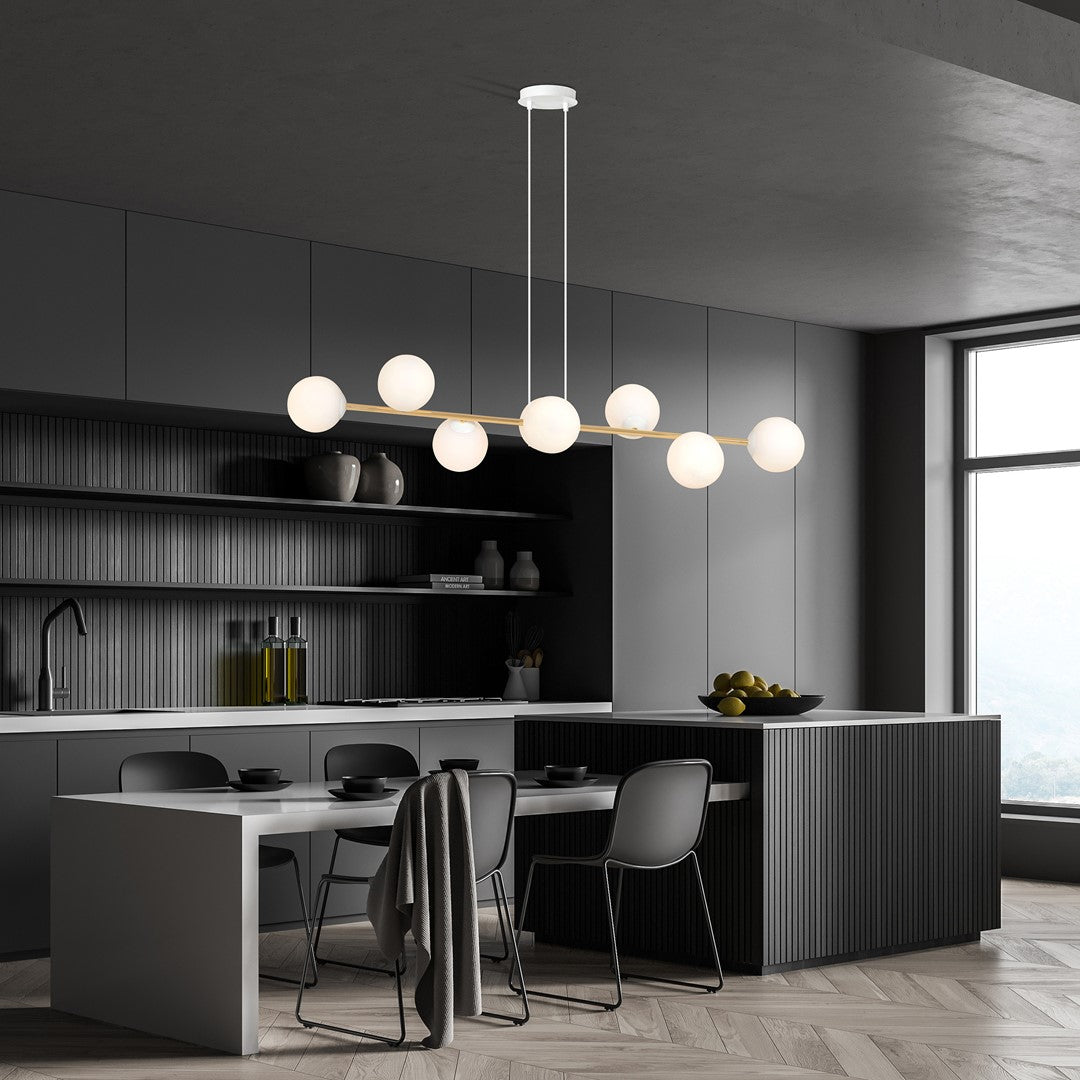 Viseča svetilka EMIBIG GRAVITY 8, bela / zlata – fotografija 3