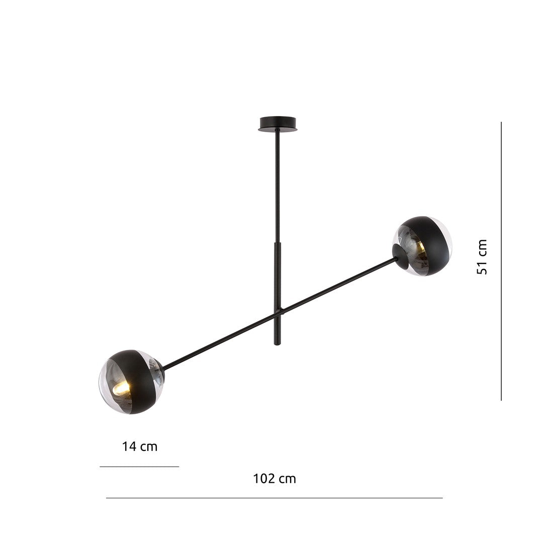 Stropna svetilka EMIBIG LINEAR 2, črna / črtasta – fotografija 6