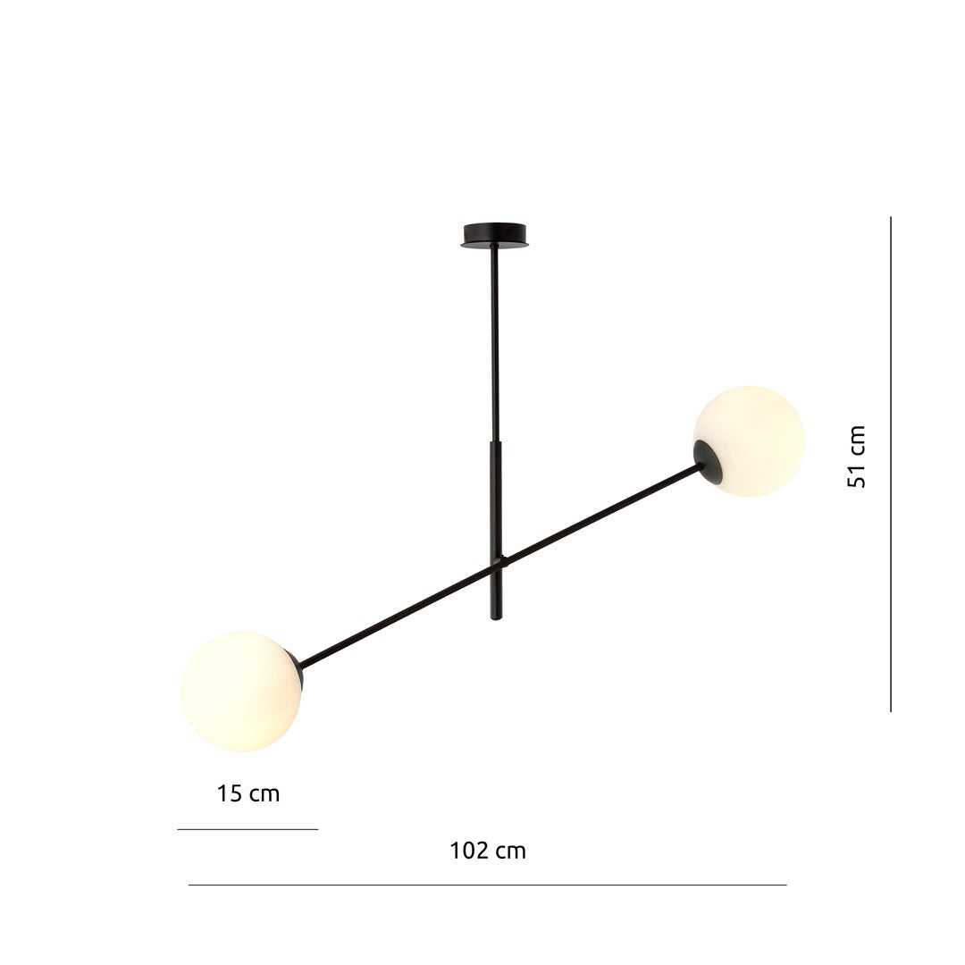 Stropna svetilka EMIBIG LINEAR 2, črna / opalna – fotografija 6