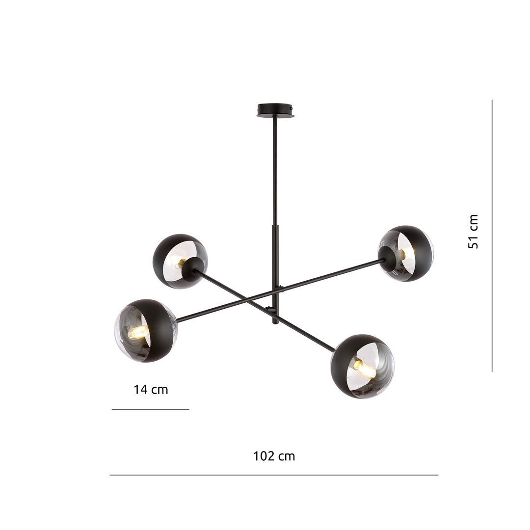 Stropna svetilka EMIBIG LINEAR 4, črna / črtasta – fotografija 6