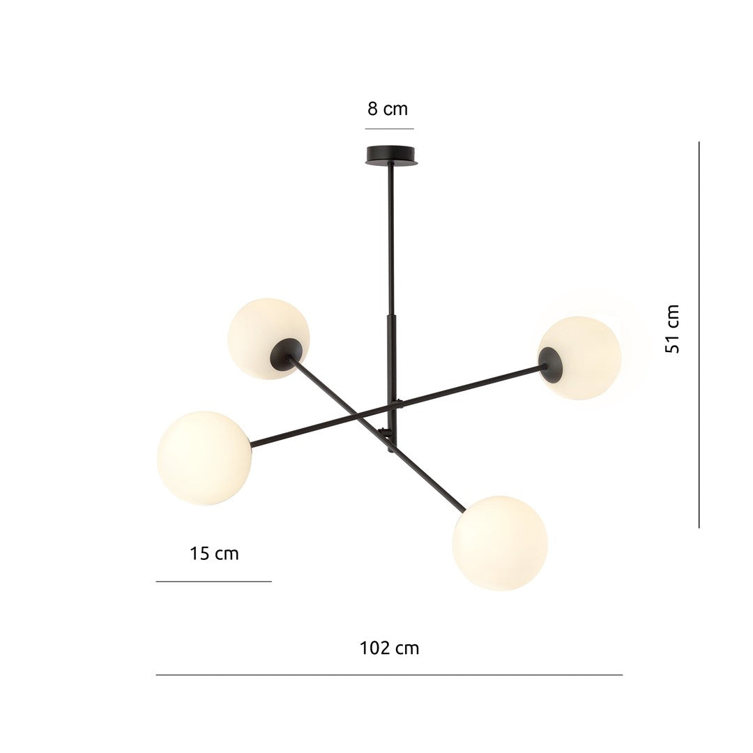 Stropna svetilka EMIBIG LINEAR 4, črna / opalna – fotografija 9