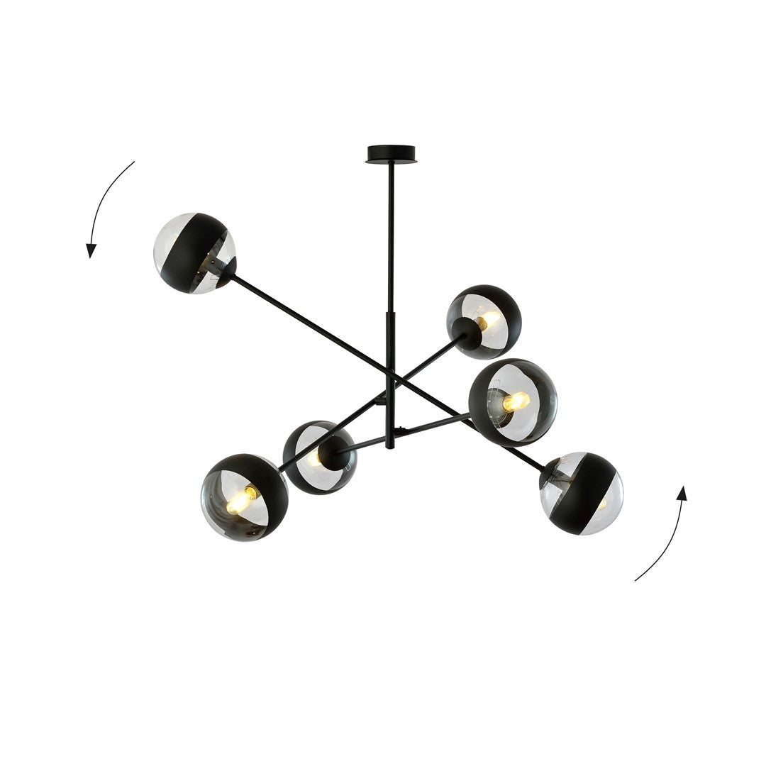 Stropna svetilka EMIBIG LINEAR 6, črna / črtasta – fotografija 3