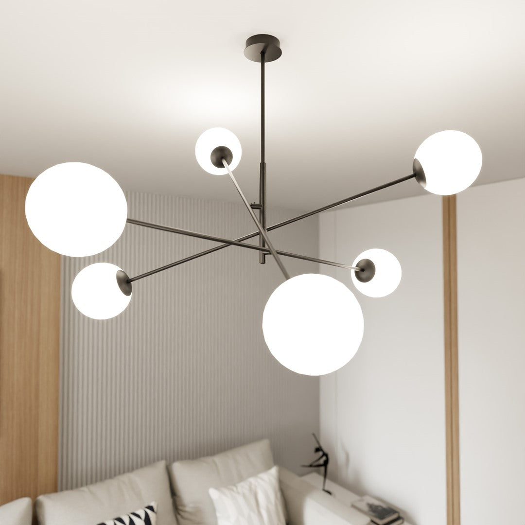 Stropna svetilka EMIBIG LINEAR 6, črna / opalna – fotografija 2
