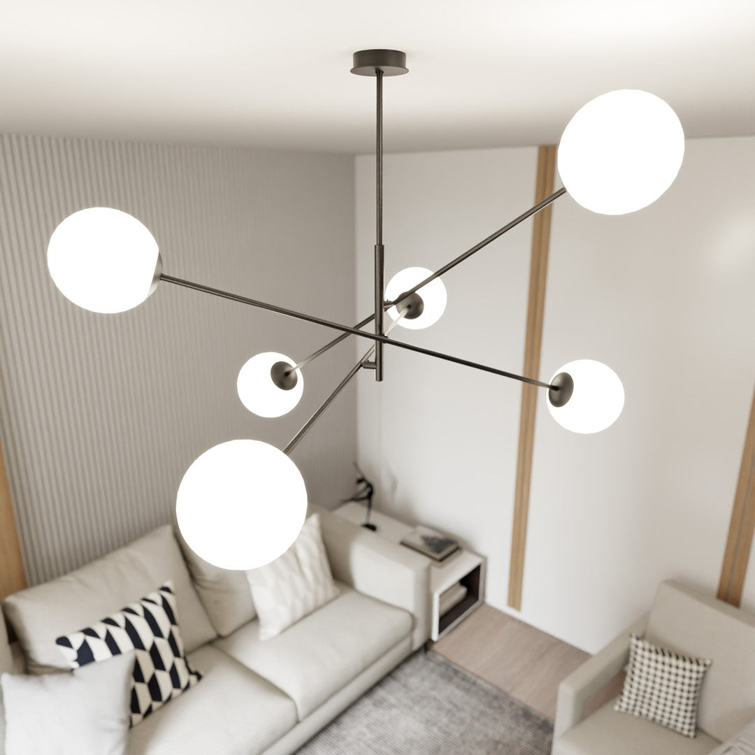 Stropna svetilka EMIBIG LINEAR 6, črna / opalna – fotografija 7