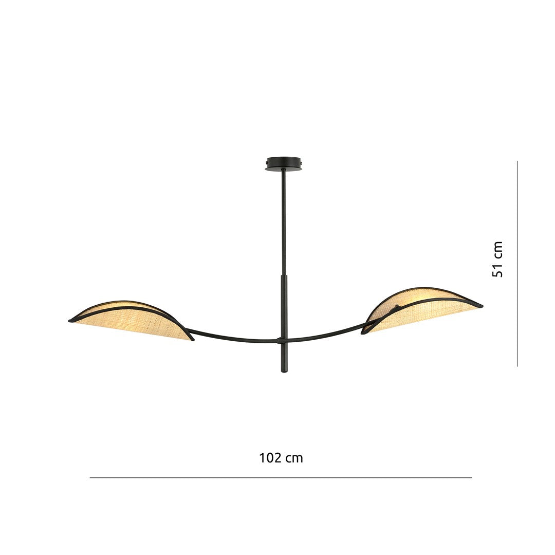 Stropna svetilka EMIBIG LOTUS 2, črna / ratan – fotografija 8