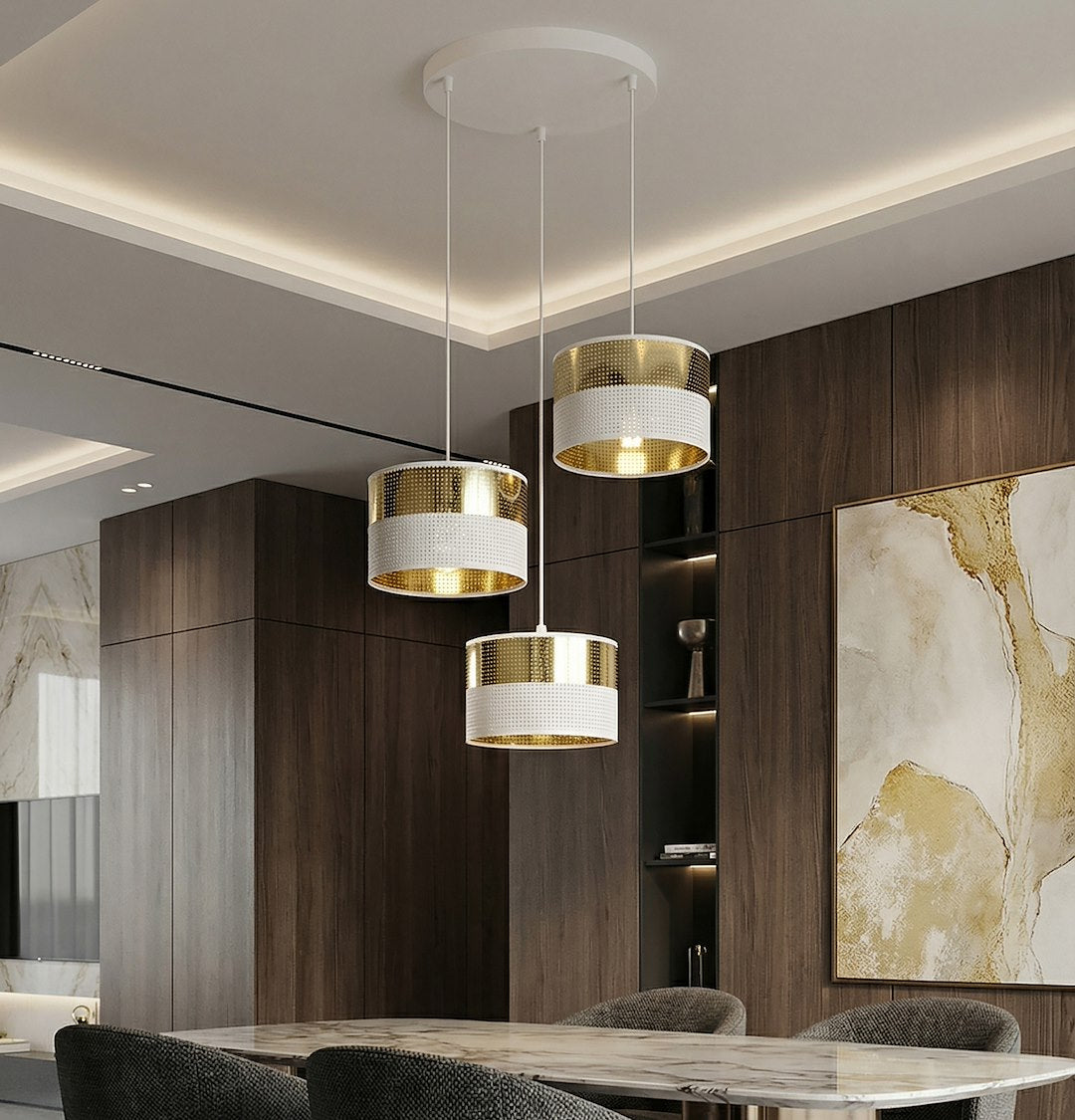 Viseča svetilka EMIBIG LUX 3 Premium, bela / zlata – fotografija 4