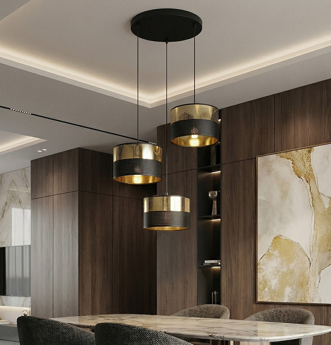 Viseča svetilka EMIBIG LUX 3 Premium, črna / zlata – fotografija 4