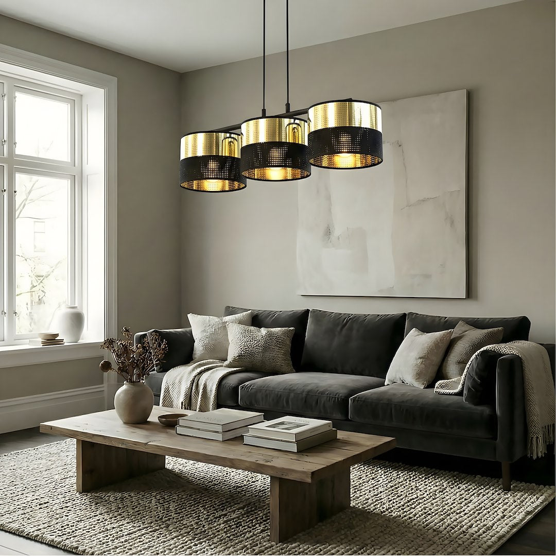 Viseča svetilka EMIBIG LUX 3, črna / zlata – fotografija 6