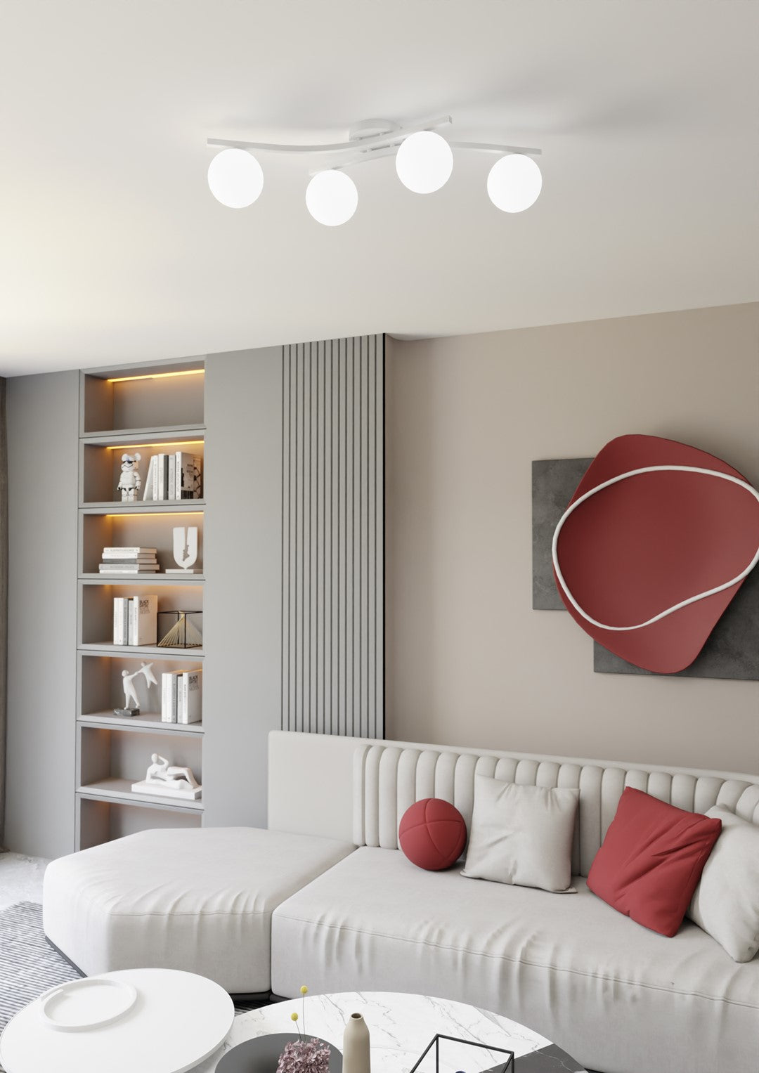 Stropna svetilka EMIBIG OPUS 4, bela / opalna – fotografija 3