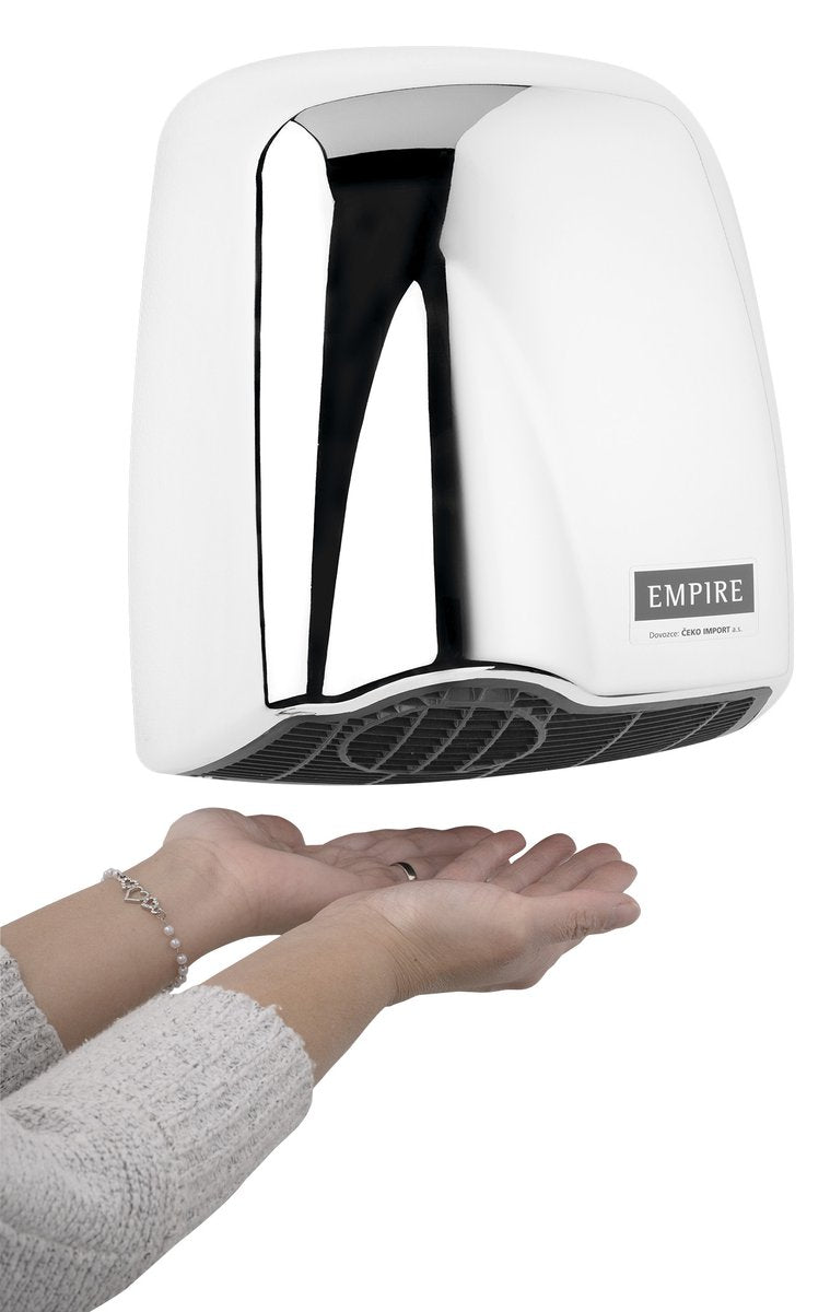 Brezdotični sušilnik rok EMPIRE U-NIK AUTOMATIC, 230 V, 1850 W, 262 × 305 × 165 mm, sijajno srebrn – izdelek 9812 – fotografija serije 2. Fotografija velja za celotno serijo; mere izbranega artikla so navedene v opisu.
