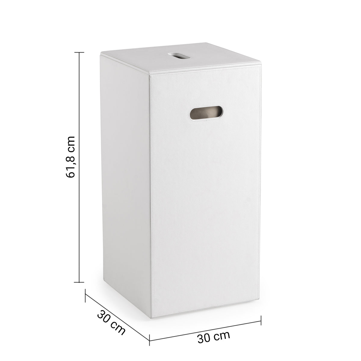 Koš za perilo GEDY LUXURY, 30 × 61,8 × 30 cm, bel – izdelek 103602 – pogled z označenimi merami