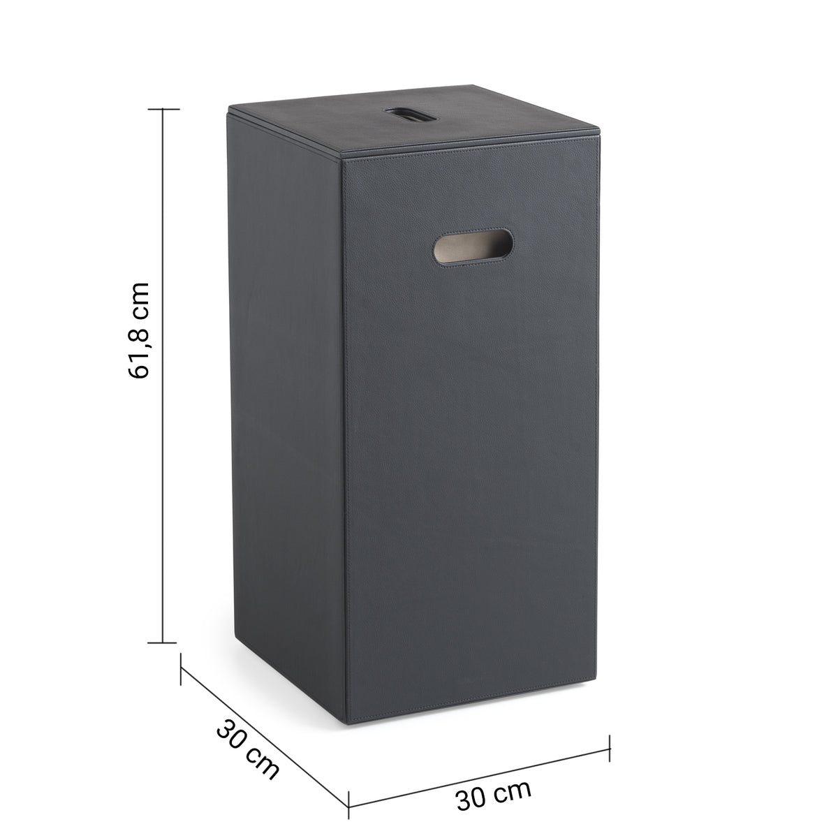 Koš za perilo GEDY LUXURY, 30 × 61,8 × 30 cm, črn – izdelek 103614 – pogled z označenimi merami