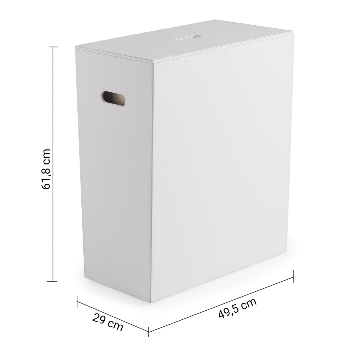 Koš za perilo GEDY LUXURY, 49,5 × 61,8 × 29 cm, bel – izdelek 103702 – pogled z označenimi merami