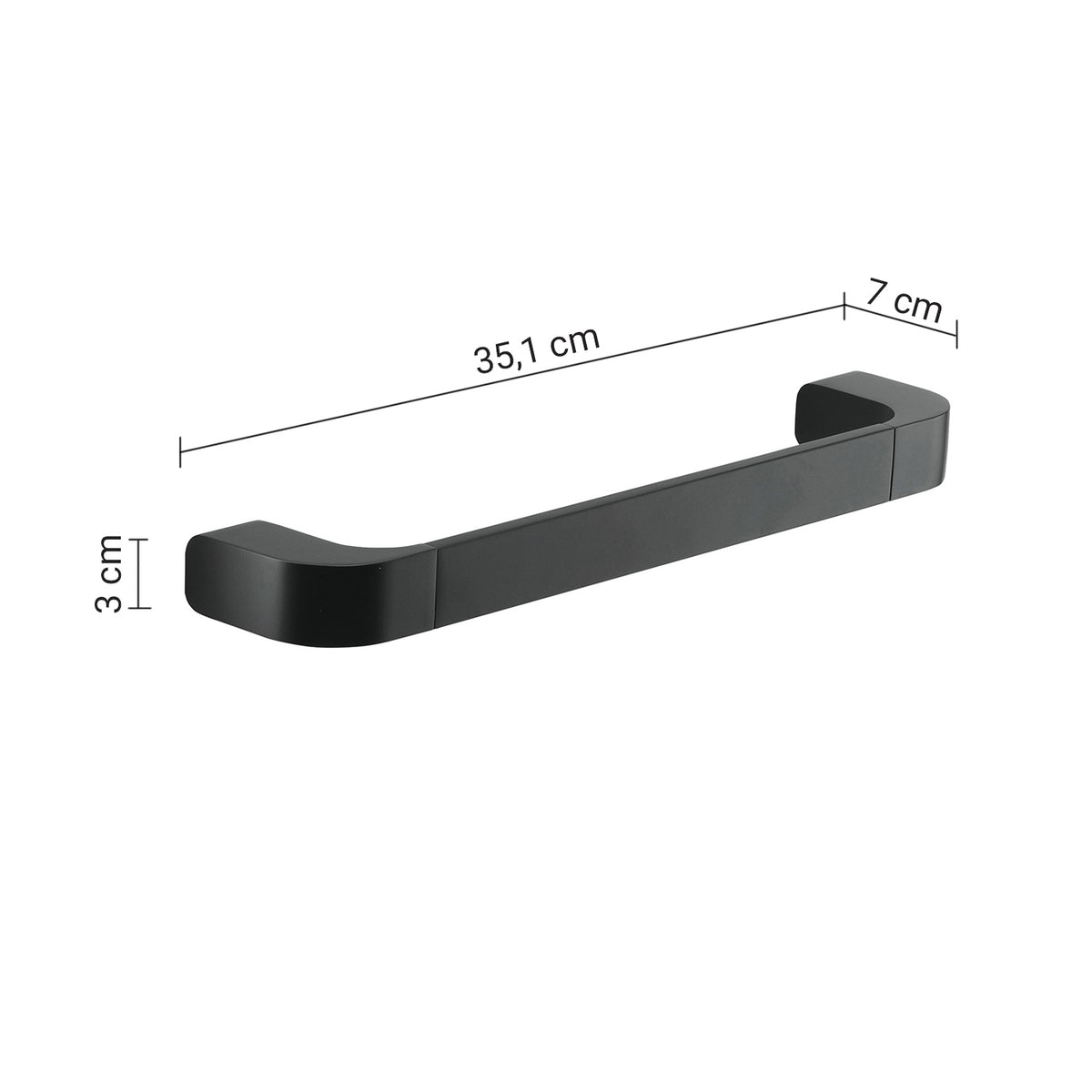Držalo za brisače GEDY OUTLINE, 351 mm, mat črno – izdelek 32213514 – pogled z označenimi merami