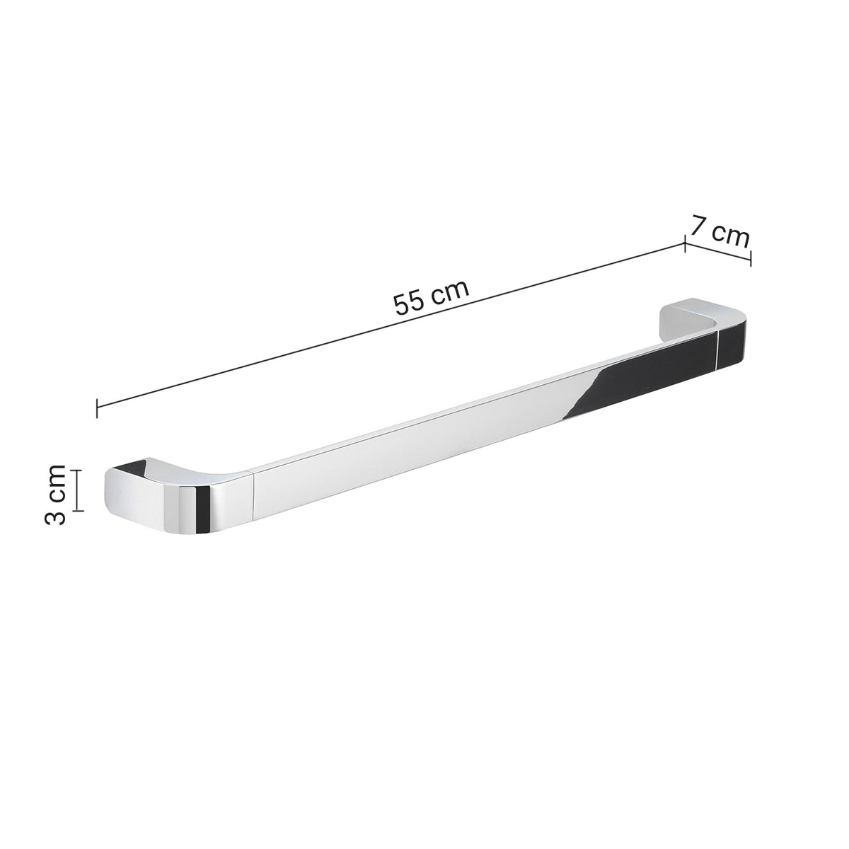 Držalo za brisače GEDY OUTLINE, 550 mm, kromirano – izdelek 32215513 – pogled z označenimi merami