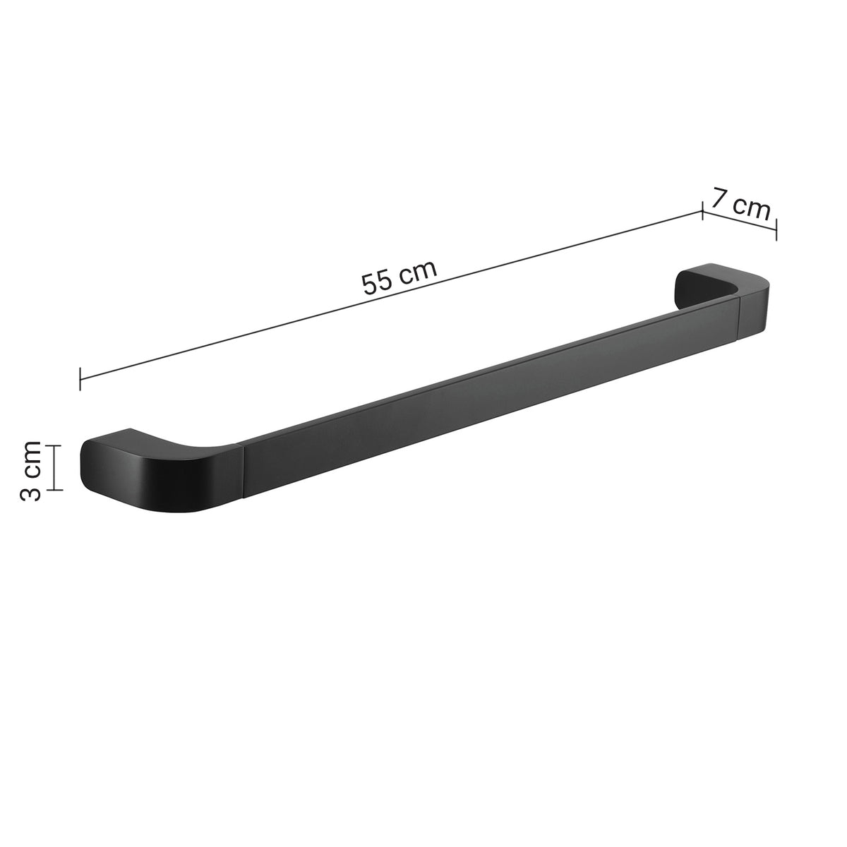 Držalo za brisače GEDY OUTLINE, 550 mm, mat črno – izdelek 32215514 – pogled z označenimi merami