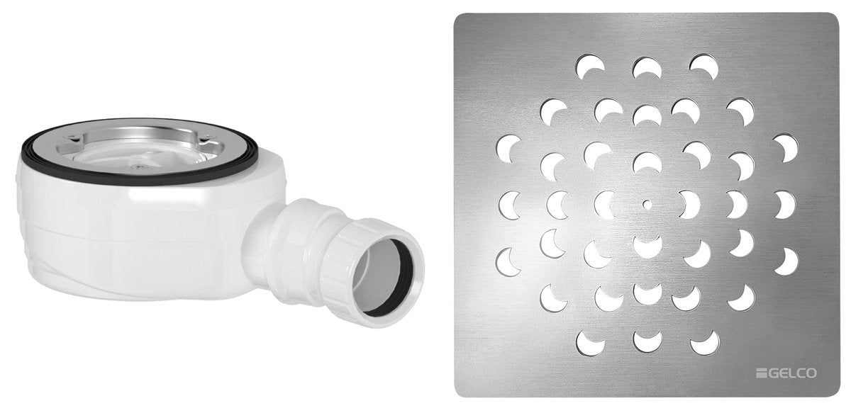 Nizek sifon za tuš kad GELCO KSM104, Ø 90 mm, DN40, kromiran pokrov – izdelek KSM104CH-SN90