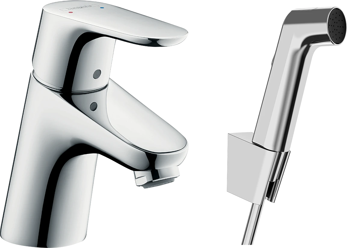 HANSGROHE Focus E2 enoročna armatura 70 za umivalnik z bide prho Bidette, krom (31926000) – fotografija izdelka