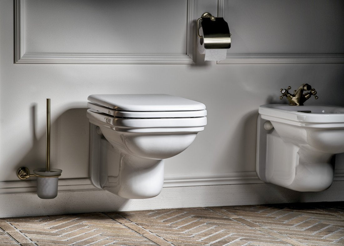 KERASAN WALDORF WC deska z mehkim zapiranjem, bela/bronasta — 3