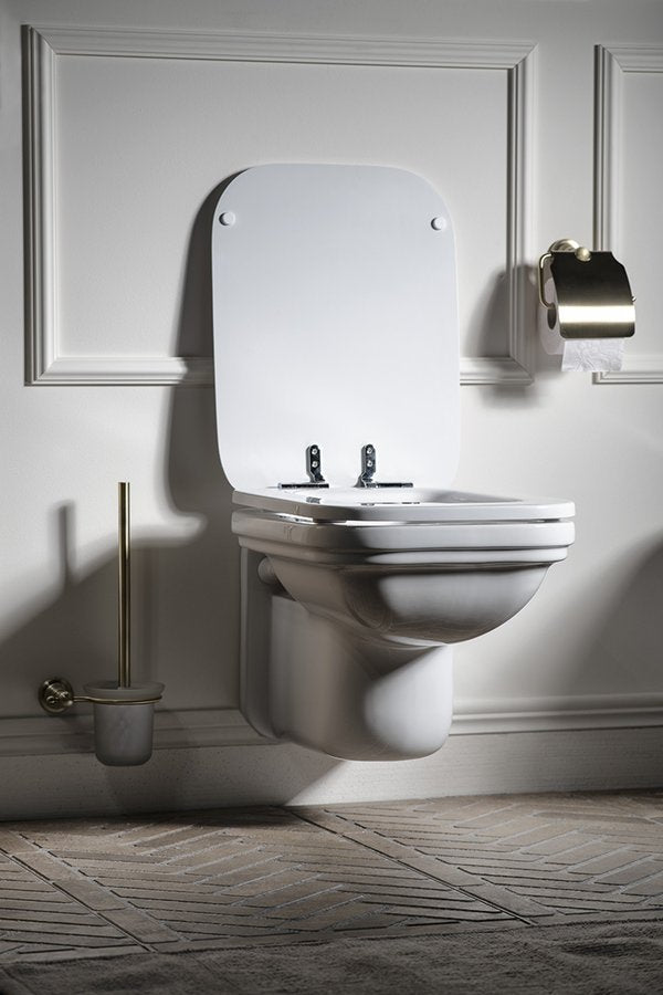 KERASAN WALDORF WC deska z mehkim zapiranjem, bela/krom — 3