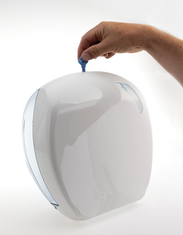 Podajalnik toaletnega papirja MARPLAST SKIN, za zvitek do Ø 24 cm, bel – izdelek A90701 – dodatni pogled; drugi prikazani izdelki niso vključeni