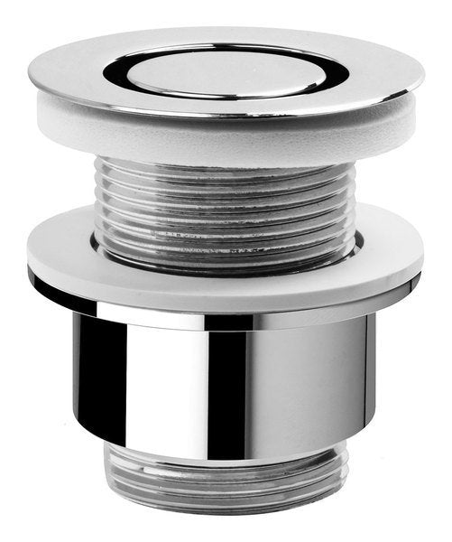 Odtočni ventil za umivalnik OMP TEA s prostim odtokom 5/4", dizajnerski čep, za umivalnike debeline 30–45 mm, kromiran – izdelek 147.545.5