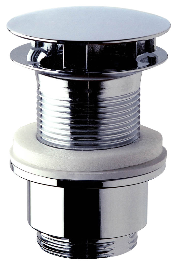 Odtočni ventil za umivalnik OMP TEA s prostim odtokom 5/4", velik čep, za umivalnike debeline 30–45 mm, kromiran – izdelek 147.555.5