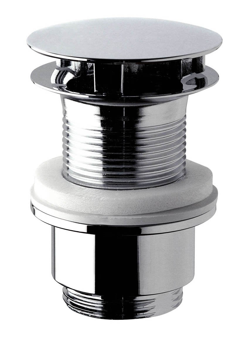 Odtočni ventil za umivalnik OMP TEA s prostim odtokom 5/4", velik čep, za umivalnike debeline 30–45 mm, kromiran – izdelek 147.555.5 – dodatni pogled