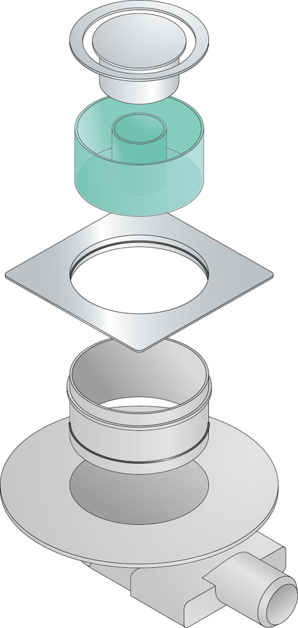 OMP TEA TIRANA talni odtok 150 × 150 mm, DN50, krom — 3