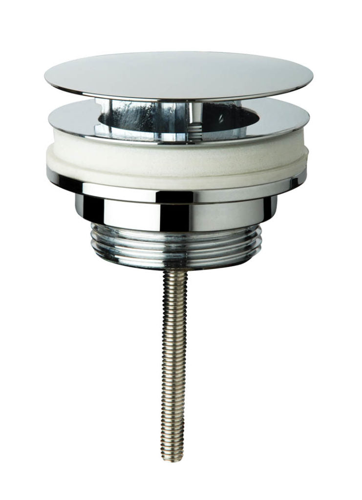 Odtočni ventil za umivalnik OMP TEA s prostim odtokom 5/4", velik čep, za umivalnike debeline 0–40 mm, kromiran – izdelek 542.742.5