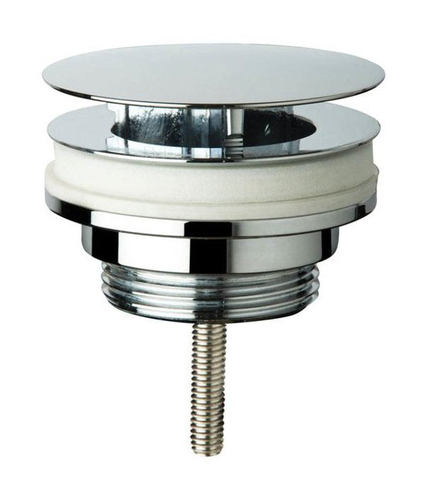 Odtočni ventil za umivalnik OMP TEA s prostim odtokom 5/4", velik čep, za umivalnike debeline 0–40 mm, kromiran – izdelek 542.742.5 – dodatni pogled