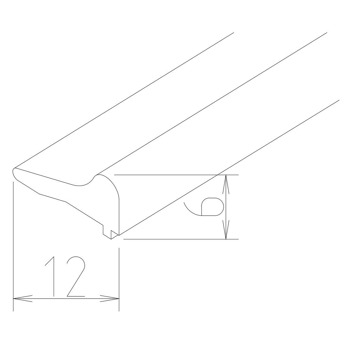Tehnična risba – Pragovna letev POLYSAN, 100 cm – izdelek MSL612