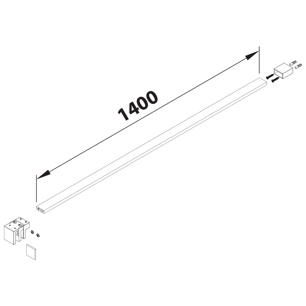 Tehnična risba – Stabilizacijska prečka POLYSAN MS5, 1400 mm, mat črna – izdelek RL840B