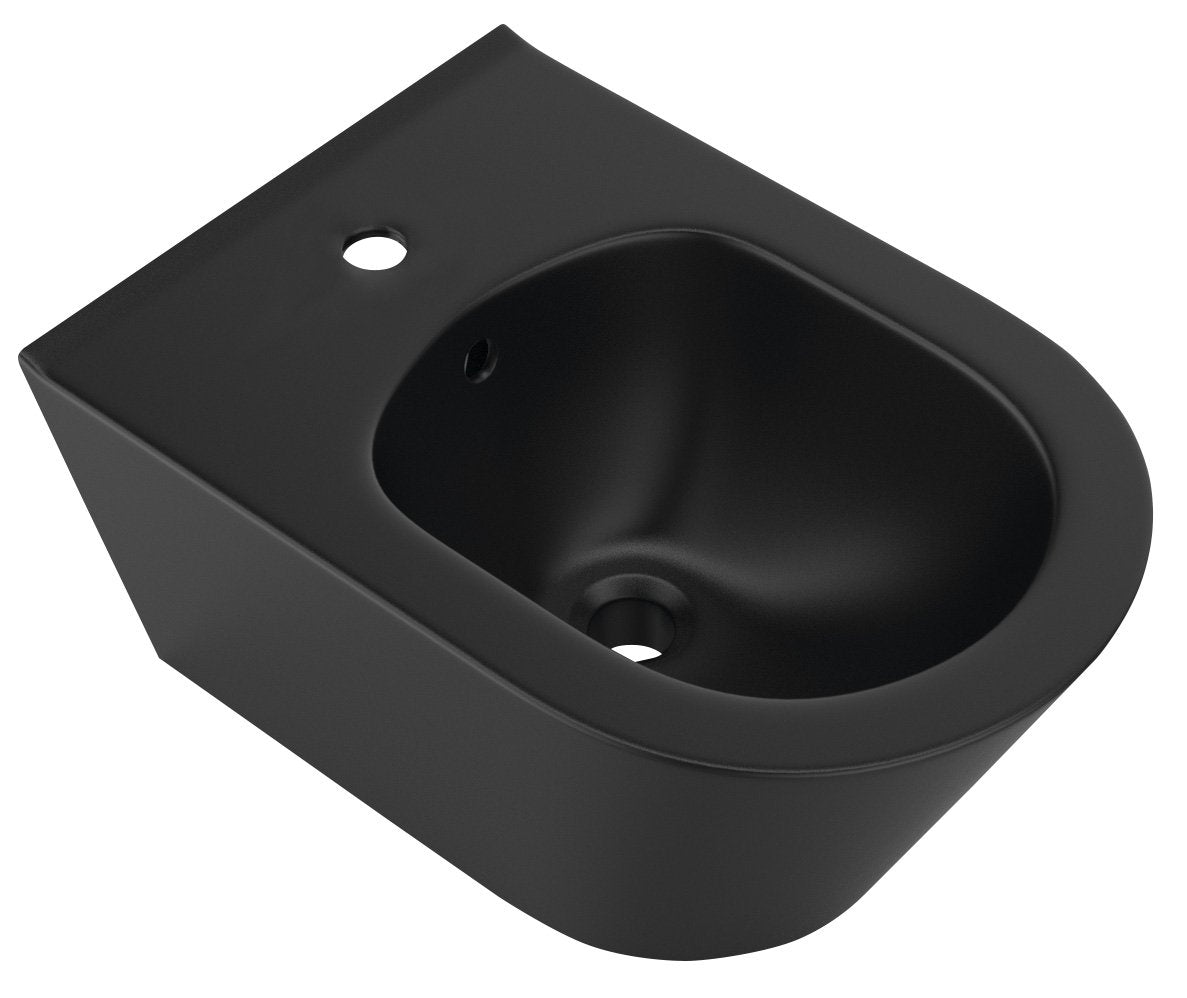 Stenski bide SAPHO AVVA, 35,5 × 53 cm, mat črn – izdelek 100324-110