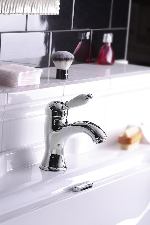 SAPHO KIRKÉ WHITE armatura z belo ročico, krom — 2