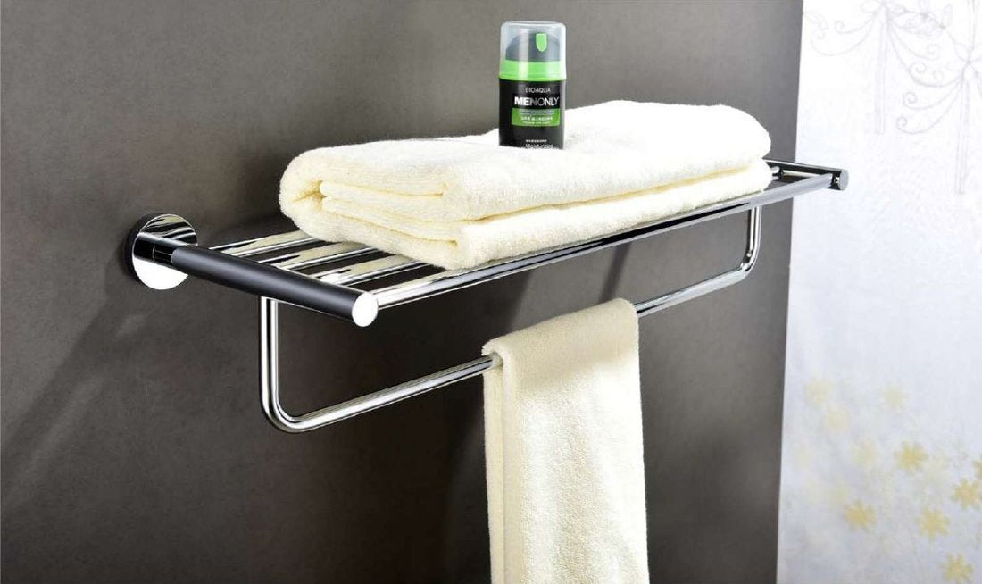 SAPHO X-ROUND E polica z držalom za brisačo 600 mm, krom — 2